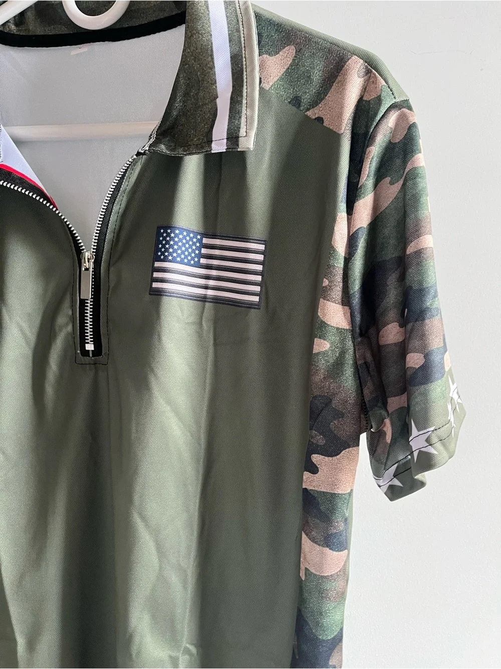 Men's Olive Green Camo-Trim Performance Polo